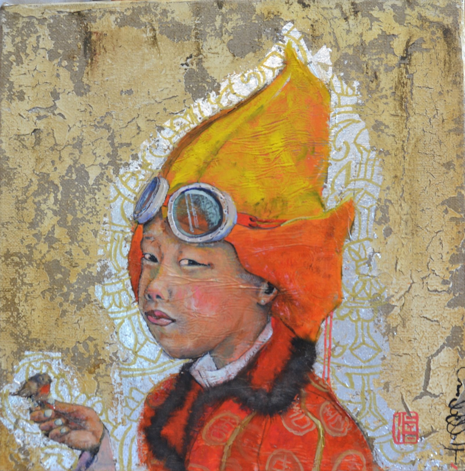 ROBIN, gesso, oil & mixte